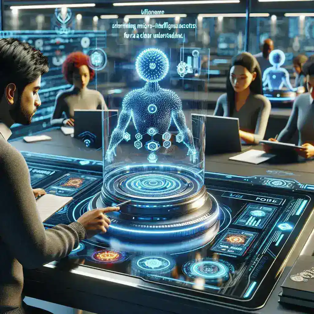 "Imagem ilustrativa de plataformas de micro-aprendizagem com inteligência artificial, mostrando exemplos de interfaces digitais que promovem o aprendizado eficaz e personalizado. O futuro da educação através da tecnologia."