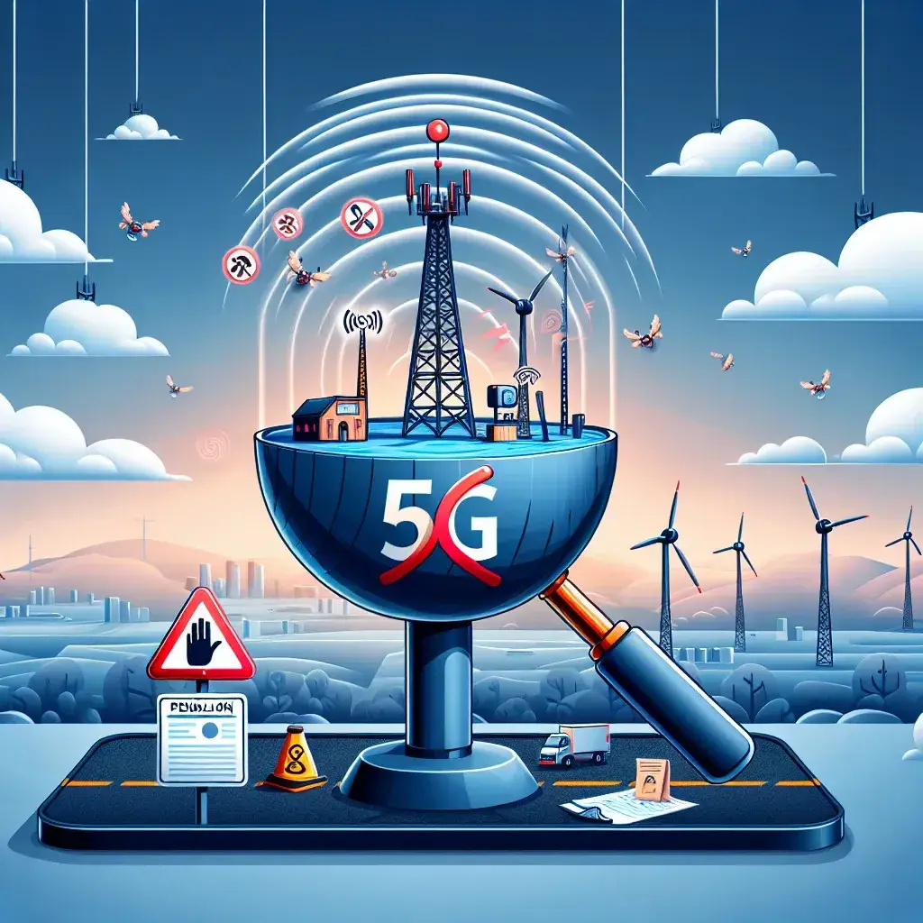 "Imagem de uma representação gráfica das operadoras de telecomunicações multadas por práticas de publicidade enganosa sobre 5G, destacando os logotipos das empresas e a acusação de desinformação ao consumidor."
