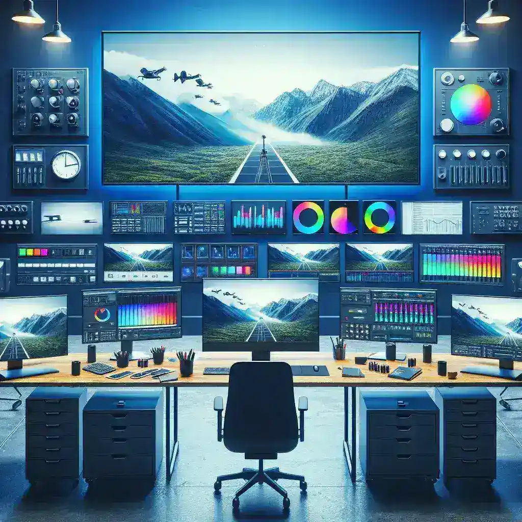**Alt Text:** "Monitores de edição de vídeo com calibração de fábrica em destaque, ideais para profissionais de áudio e vídeo, disponíveis no Brasil."