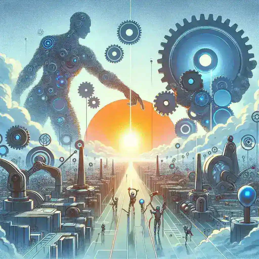 "Avanço de tecnologia em inteligência artificial: ilustração mostrando gigantes da indústria implementando aplicações inovadoras de IA em diferentes setores."