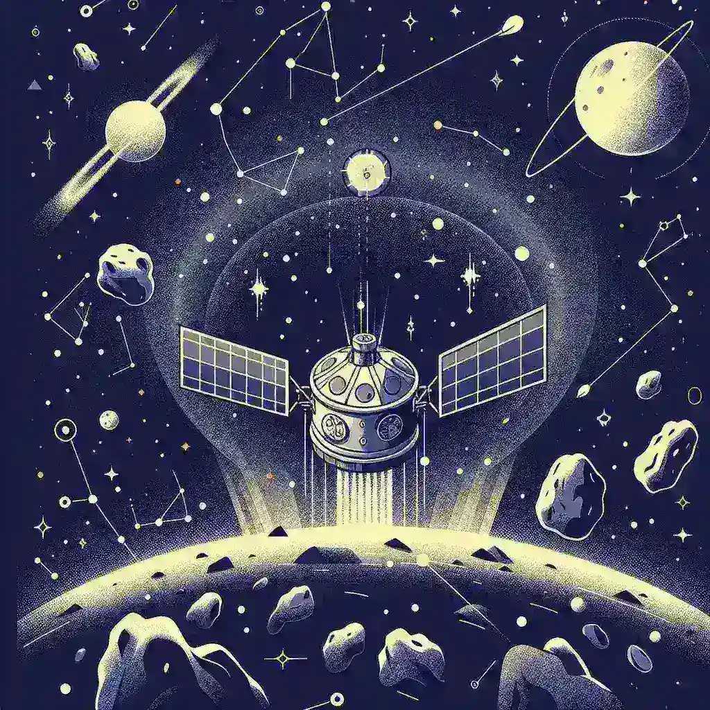 "Imagem de um asteroide próximo da Terra com detalhes visíveis, representando a missão da Índia para estudar asteroides. A imagem destaca a importância da pesquisa espacial e das iniciativas científicas indiana em astrobiologia e monitoramento de asteroides."